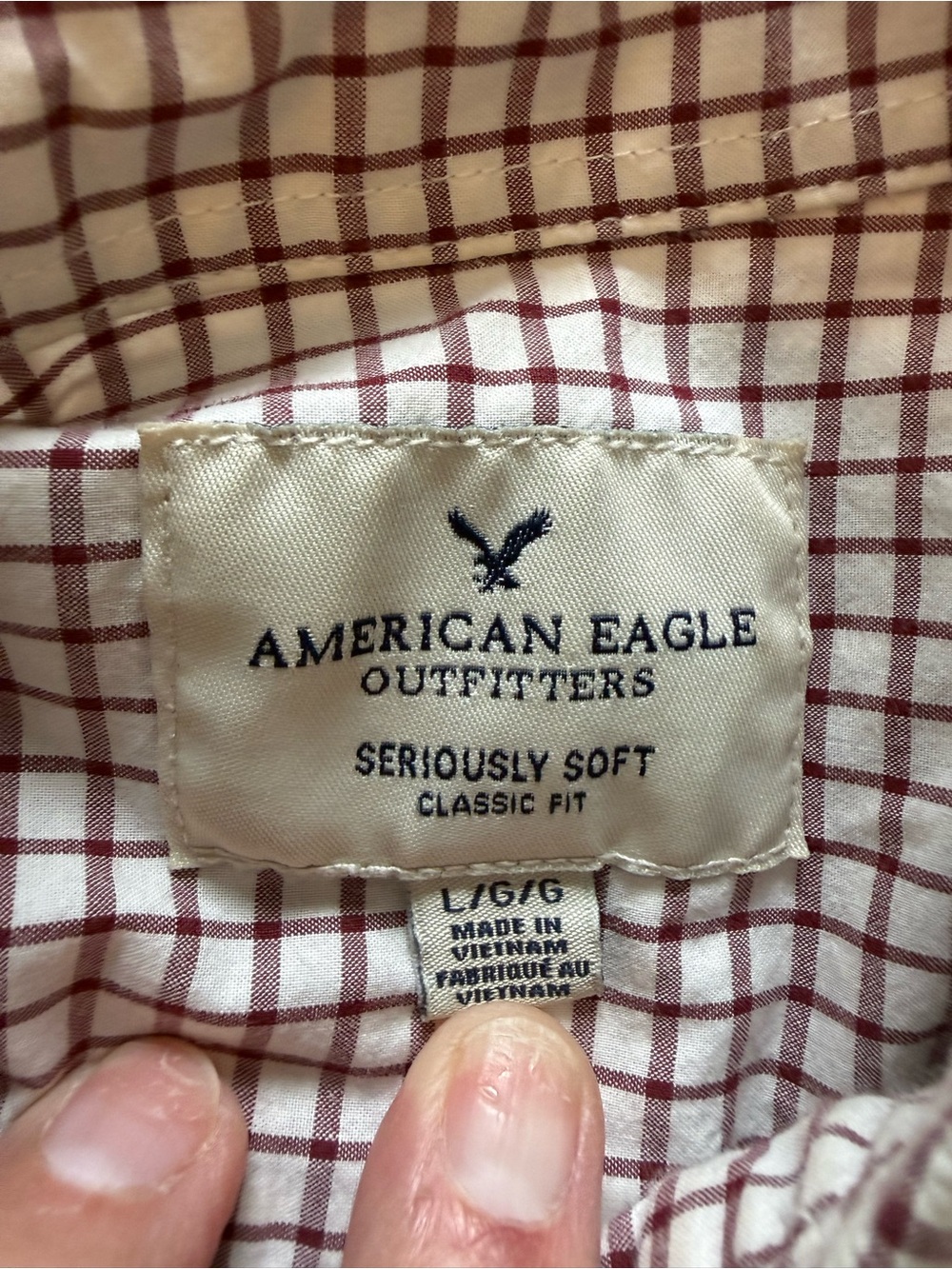 American Eagle Outfitters Red and White Checked Men’s Shirt